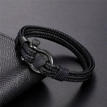 Load image into Gallery viewer, New Fashion Stainless Steel Bracelet Men Punk Genuine Leather Bracelets & Bangles Charm Jewelry Anchor Style
