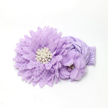 将图片加载到图库查看器,Luxury Modern Handmade Flower Headband Newborn Infant Pearl Flowers With Lace wide Headbands Bebes Hair Accessories Bow