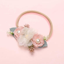 将图片加载到图库查看器,Modern Fashion Floral Headband Newborn Baby Elastic Hairbands Pearl Fresh Style Bow Knot For Girls