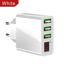 将图片加载到图库查看器,3 Port USB Phone Charger LED Display EU Plug Total Max 3A Smart Fast Charger Mobile Wall Charger For Smartphones