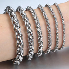 将图片加载到图库查看器,3-10mm Women's Men's Bracelet Stainless Steel Wheat Chain Bracelets Male Gifts Wholesale Jewelry 7-11" KBB8