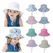 Load image into Gallery viewer, Modern Baby Hat for Girls & Boys Kids Bucket Hat Travel Beach Hat Baby Cap Sun Hats with Windproof Rope