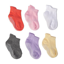 将图片加载到图库查看器,6 Pairs Cotton Baby 's Non-slip Boat Low Cut Floor Socks With Rubber Grips For Boys & Girls Sock