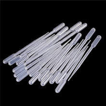 Load image into Gallery viewer, 100Pcs/Lot 0.2ml/1ml/2ml/3ml Plastic Squeeze Transparent Pipettes with Scaled for Silicone Mold UV Epoxy Resin Jewelry Making