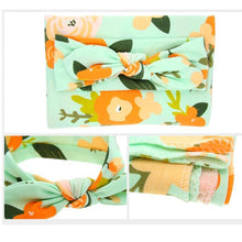 Load image into Gallery viewer, Elegant Colorful Baby Swaddle Wrap Newborn Infant Receiving Blanket Headwear Flower Print Towels With Bow