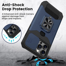 将图片加载到图库查看器,Slide Camera Cover Kickstand Card Wallet Case for iPhone11 X XS 8 Shockproof Protective Phone Case Wallet Case for iPhone With Sliding Camera Case With Kickstand Magnetic Adjustable Ring Holder