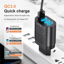 将图片加载到图库查看器,Portable USB Charger 3A Quick Charge 3.0 Mobile Phone Charger 4 Port 48W Fast Wall Chargers