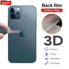 将图片加载到图库查看器,2Pcs Carbon Fiber Matte Back Film For iPhone 14 13 12 Mini 11 Pro XR X XS Max 7 8 Plus SE3 Transparent Scratch Resistant Sticker Slim Fit Clear Transparent 3D Carbon Fiber Back Skin Rear Screen Guard Protector Sticker