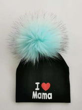 将图片加载到图库查看器,Newborn Cotton Hats Baby Pom Pom Childre Infant Hats For BabY Boys and Girls Wth Printed "I love mama " and " Design
