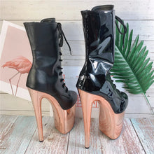将图片加载到图库查看器,8"20cm Super High Heel Waterproof Platform Dance Shoes Front Lace-up Head Ankle Boots Low Leg Winter Autumn Steel Pipe Plastic