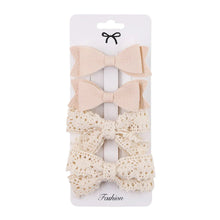 Load image into Gallery viewer, 4Pcs Leopard Print Hair Bow Clips for Baby Girls Lace Barrettes