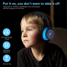Load image into Gallery viewer, LOBKIN Kids Headphones 5.4 Over Ear Kids Headphones Wireless with Mic Colorful LED Lights 94dB Safe Volume Limited