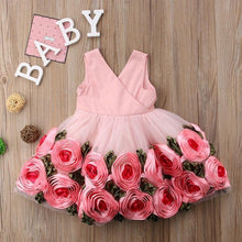 Load image into Gallery viewer, Luxury Modern Handmade Girls Sweetness Flower Kids Dress Princess Summer Sleeveless Mini Tutu Dress Childs Bow Pink Yellow Red Girls Clothing Dress