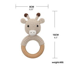 Load image into Gallery viewer, BPA Free Baby Wooden Teether Crochet Rattle Toy for Newborns