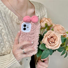 Load image into Gallery viewer, Fluffy Warm Cover Case For Iphone 13 12 11 Pro Xs Max X Xr Cases 3D Cartoon Bow Ear Furry Fluffy Warm Case For Iphone 7plus 8plus 12pro Phone Case