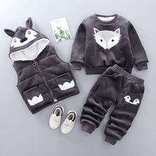 Load image into Gallery viewer, Modern Fashion Cotton Thick Warm Casual Hooded Sweater Cartoon Cute Bear Three-piece Suit For Baby Boy & Girl