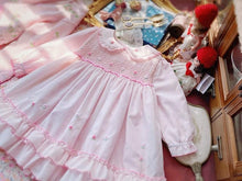 Load image into Gallery viewer, Handmade Luxury Interesting Baby Girl Spring Autumn Long Sleeve Pink Handmade Smoking Dress
