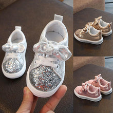 将图片加载到图库查看器,Cute Girls Casual Shoes Sneakers Toddler Baby Girls Bow Sequin Crib Trend Casual Shoes Kids Children Anti Slip Pink Dress Shoes