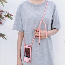 Load image into Gallery viewer, Transparent Wallet Case for iPhone 13 12 11 Pro Xs Max Shockproof Card Crossbody Lanyard Rope Strap Cover Transparent Soft Case Necklace Phone Cover Colorful Case & Adjustable Strap