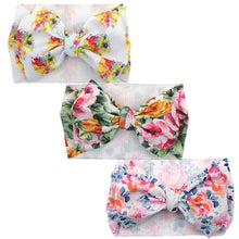 Load image into Gallery viewer, Handmade Luxury 3PCS Baby Accessories Turban Baby Girl Headbands Printed Big Bows Fabric Bow Infant Headwraps bow For Kids