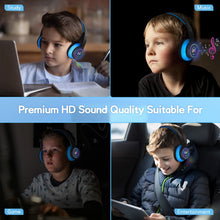 Load image into Gallery viewer, LOBKIN Kids Headphones 5.4 Over Ear Kids Headphones Wireless with Mic Colorful LED Lights 94dB Safe Volume Limited