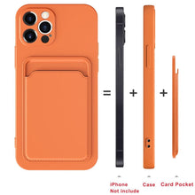 将图片加载到图库查看器,Card Pocket Protective Slim Wallet Case For iPhone 14 13 12 11 Pro Max Modern Bright Color iPhone Cover Lightweight Card Slot Design Simple Color Business Protective Case