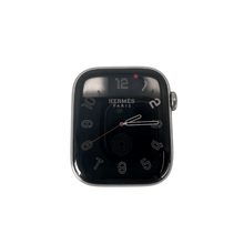 Load image into Gallery viewer, Hermes Apple Watch Series 7 GPS/ Cellular 45 mm - Stainless Steel Case - Orange Faux Leather Watch Band
