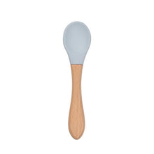 将图片加载到图库查看器,2PCS Bamboo Training Spoons Organic Soft Baby Feeding Silicone Tip Spoon Scoop Easy Grip Handle Toddlers Infant Gifts For Parents And Baby Boys Or Girls