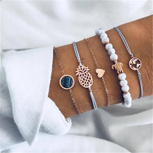 Load image into Gallery viewer, Fashion Bohemia Leaf Round Knot Cuff Bangle Gold Chain Charm Bracelet for Women Simple Geometric Bracelets Luxury Jewelry