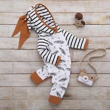 Load image into Gallery viewer, Newborn Baby Clothes Feather Rompers Tops Striped Pants Clothes Outfits Set For Girls And Boys