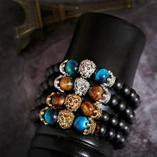 Load image into Gallery viewer, New Classic Crown Lion Elegant Bracelet Luxury For Men Fashion Tiger Eye Onyx Stone Handmade Beaded Charm Modern Bracelet For Women Jewelry