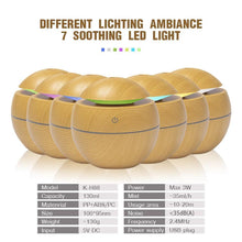 将图片加载到图库查看器,Mini Air Humidifier Ultrasonic USB Aroma Wood Grain LED Night Light Electric Essential Oil Diffuser Aromatherapy Home