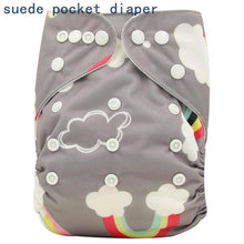 Load image into Gallery viewer, Newborn Cloth Diaper Sewed in Charcoal Bamboo Insert and Suede Pocket Diapers Waterproof Baby Nappies Design for Baby