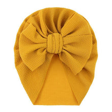 Load image into Gallery viewer, Handamde Elegant Baby Hats for Girls Big Bow Turban Hat Newborn Baby Beanie Cap Solid Color Style