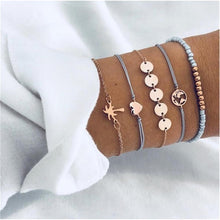 Load image into Gallery viewer, Fashion Bohemia Leaf Round Knot Cuff Bangle Gold Chain Charm Bracelet for Women Simple Geometric Bracelets Luxury Jewelry