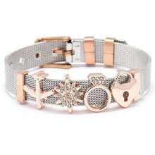 将图片加载到图库查看器,Fashion Stainless Steel Woman and Men Bracelet Mesh Bracelet Set Crystal Heart Anchor Charm Fine Bracelet Bangle For Female Lover