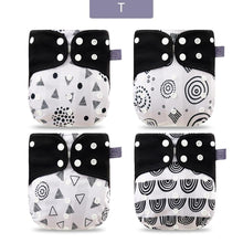 Load image into Gallery viewer, Modern Eco-friendly Diaper New 4pcs/set Washable Coffee Mesh Cloth Diaper Cover Adjustable Nappyies For Kids