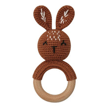 Load image into Gallery viewer, BPA Free Baby Wooden Teether Crochet Rattle Toy for Newborns