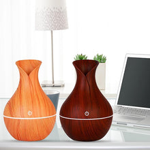 Load image into Gallery viewer, Essential Oil Diffuser 130ml Wood Grain Vase-Shaped Aromatherapy Cool Mist Humidifier With 7 Colors LED Lights & Waterless Auto Shut-Off For Home Office