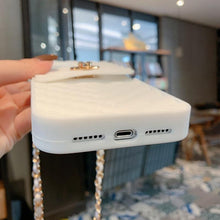 将图片加载到图库查看器,Luxury Wallet Bag Phone Case For iPhone 14 13 12 MINI 11 Pro XR XS Max 6 7 8 Plus Silicone Card Pocket Strap Cover With Lanyard Crossbody Chain Card Holder Slot Handbag Wrist Strap Protective Cover