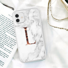 Load image into Gallery viewer, White A-Z Marble Texture Phone Cover For Iphone 12 Mini Soft Silicone Back Case Solid Name Phone Case Luxury Screen Camera Protection Shockproof Soft Cover