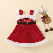 将图片加载到图库查看器,Baby Girls Christmas Romper Dress Fly Sleeve Sequins Romper Dress for Kids Toddler Girls Dresses For Girl In Elegant Christmas Style