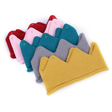 将图片加载到图库查看器,Modern Luxury New Trend Baby Hat Girls and Boys Crown Knitted Cap Toddler Empty Top Hats Newborn Design Woolen Yarn Bonnet For Kids
