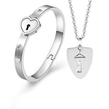 Load image into Gallery viewer, Fashion Concentric Lock Key Titanium Steel Stainless Steel Luxury Jewelry Bracelet and Necklace Couple Sets For Women