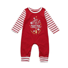 Load image into Gallery viewer, Toddler Christmas Party Rompers Jumpsuit Striped Long Sleeve Set Outfit For Baby Kids