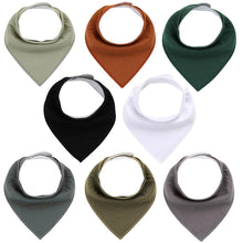 Load image into Gallery viewer, 8PCS/SET Comfortable Colorful 100% Organic Cotton Adjustable Snaps Bandana Saliva Bibs For Baby Boys & Girls Kids