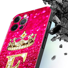 Load image into Gallery viewer, Pink Shiny Letter Phone Case For Iphone 11 7 Pro Xr X Xs Max 6 6s 8 Plus Glitter Rhinestone Phone Cover Soft Cover Shockproof Glitter Sparkle Case Girly Women Protective Pink Cover