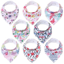 Load image into Gallery viewer, 8PCS/SET Pack Baby Bandana Organic Absorbent Soft Cotton Drool Bibsfor Teething And Feeding Bib For Baby and Kids Feeding