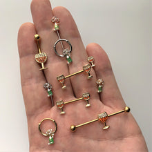 Load image into Gallery viewer, 14G 9/16 Orange Gem Gold Tone Holiday Wine Nipple Ring Set