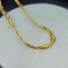 Load image into Gallery viewer, Stainless Steel Gold Tone PVD Braided Herringbone Chain Necklace